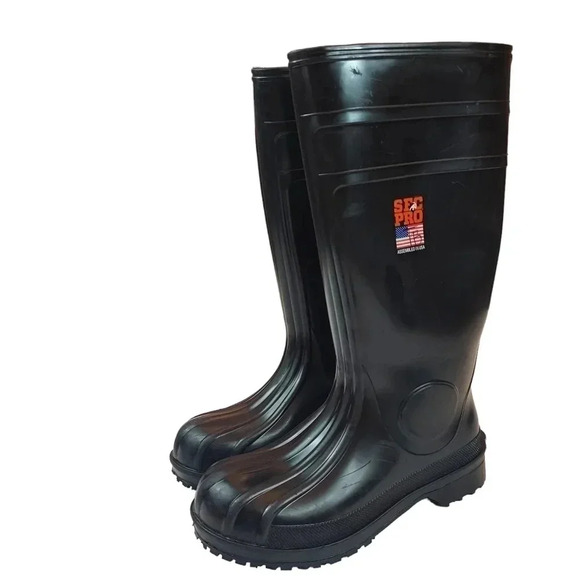 Shoes For Crews Pro Unisex Mens Size 6/Womens Size 8 Black Waterproof Boots - Picture 1 of 13